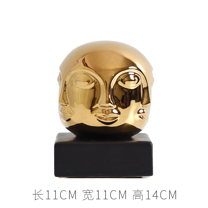 FACE GOLD PLATED CERAMIC  ORNAMENT