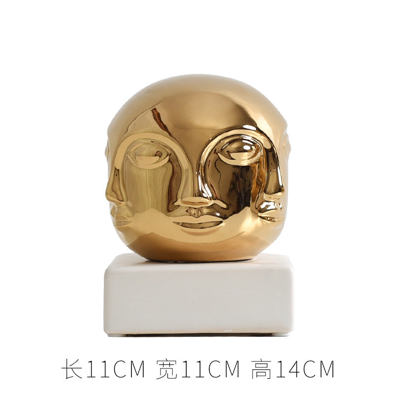 FACE GOLD PLATED CERAMIC  ORNAMENT