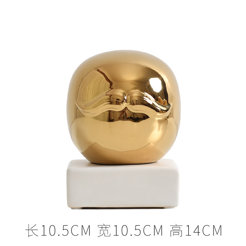 FACE GOLD PLATED CERAMIC  ORNAMENT