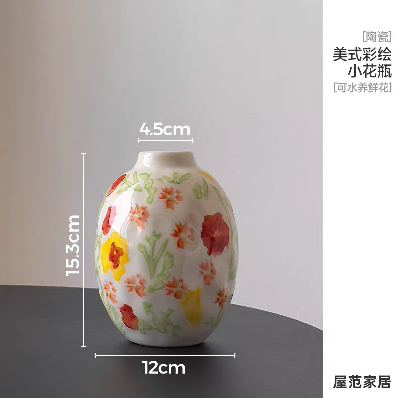 FLORAL CERAMIC PAINTED VASE