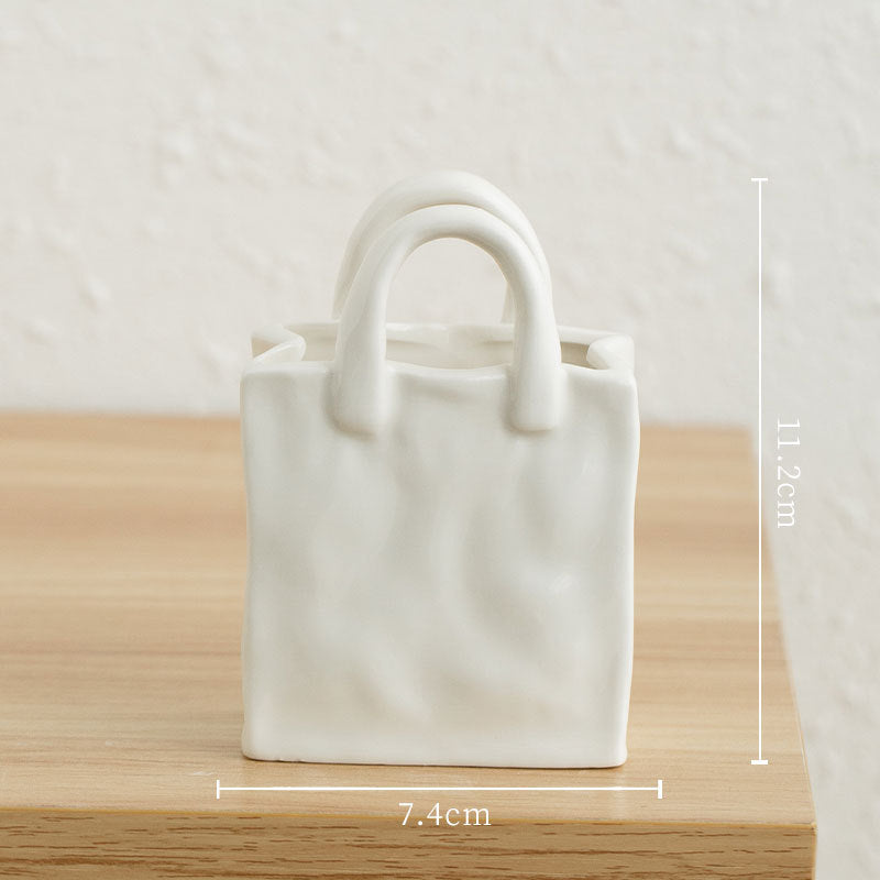 CERAMIC SHOPPING TOTE BAG VASE