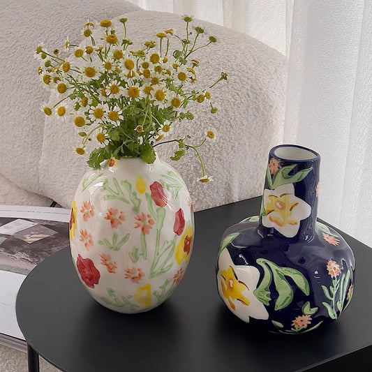 FLORAL CERAMIC PAINTED VASE