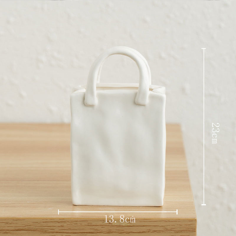 CERAMIC SHOPPING TOTE BAG VASE