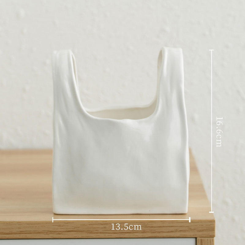 CERAMIC SHOPPING TOTE BAG VASE