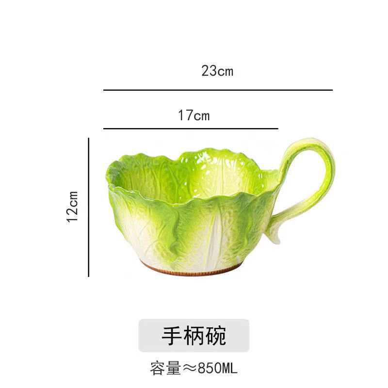 CABBAGE CERAMIC BOWL WITH SPOON