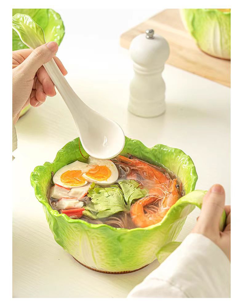 CABBAGE CERAMIC BOWL WITH SPOON