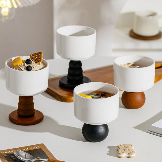 DECADENT WOOD CERAMIC DESSERT CUPS