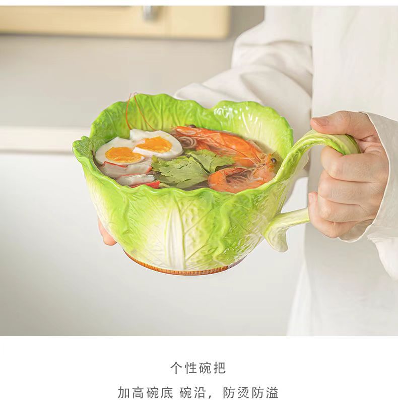 CABBAGE CERAMIC BOWL WITH SPOON