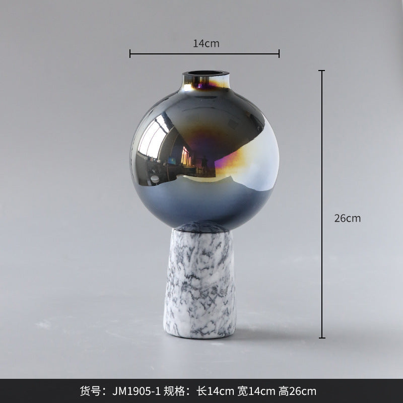 BLOW MARBLE GLASS VASE ORNAMENT