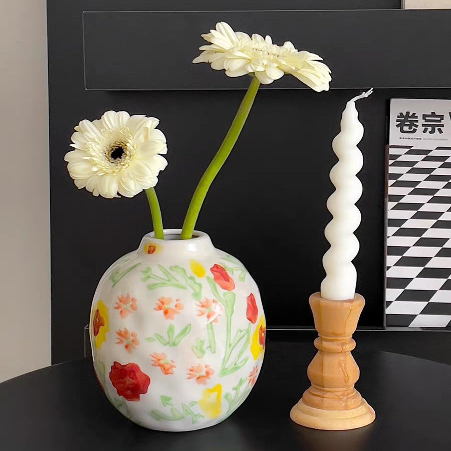 FLORAL CERAMIC PAINTED VASE