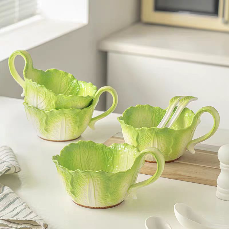 CABBAGE CERAMIC BOWL WITH SPOON